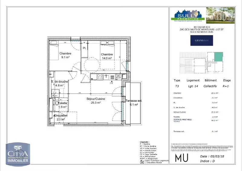 Photo 7 Appartement 3 pièces 58.2m²