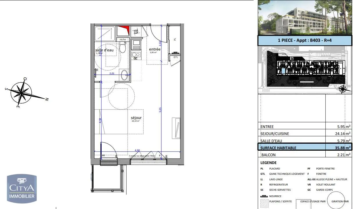 Photo 6 Appartement 1 pièce 35.88m²