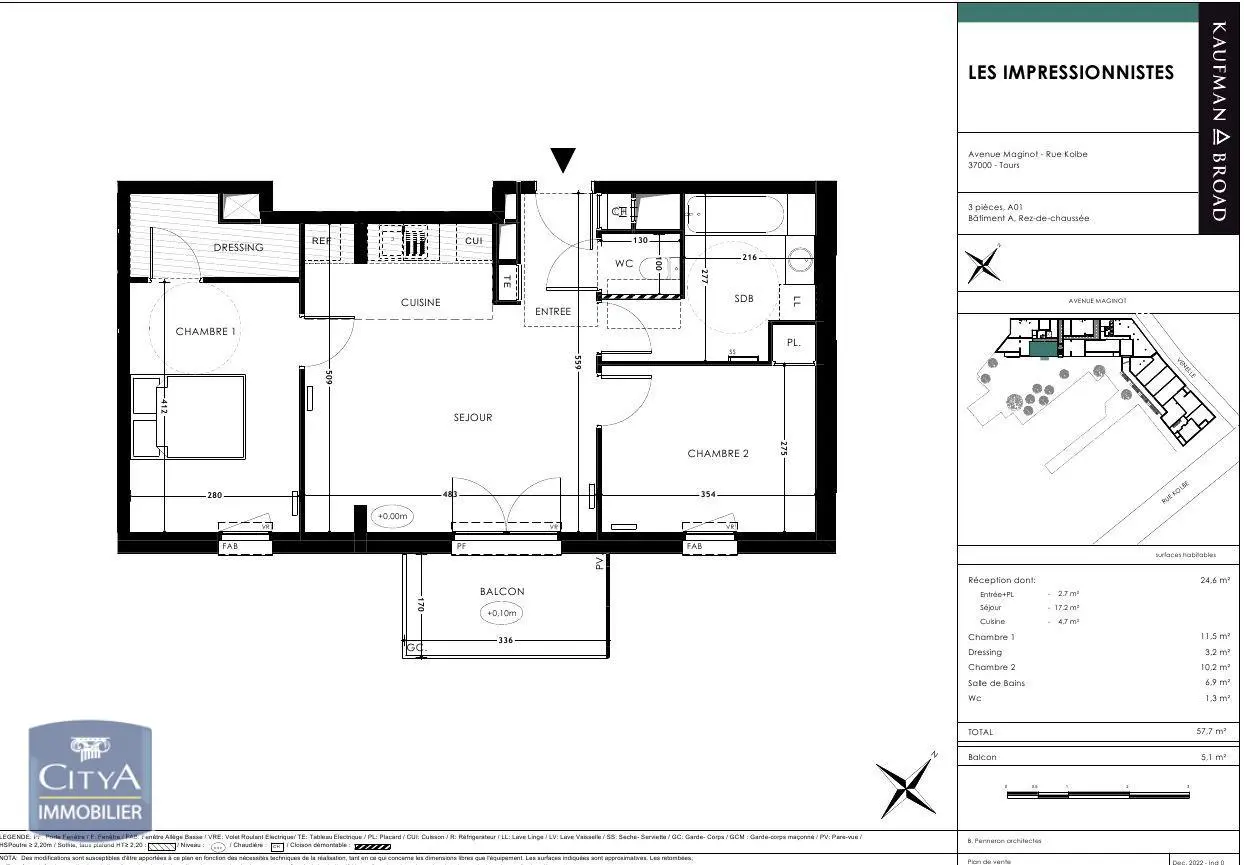 Photo 2 Appartement 3 pièces 57.7m²