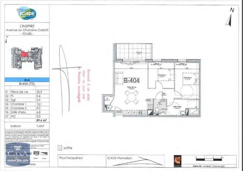 Photo 2 Appartement 3 pièces 59.6m²