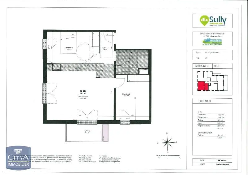 Photo 2 Appartement 3 pièces 62.1m²