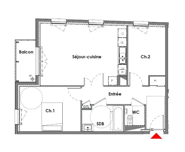 Photo 3 Appartement 3 pièces 60.77m²