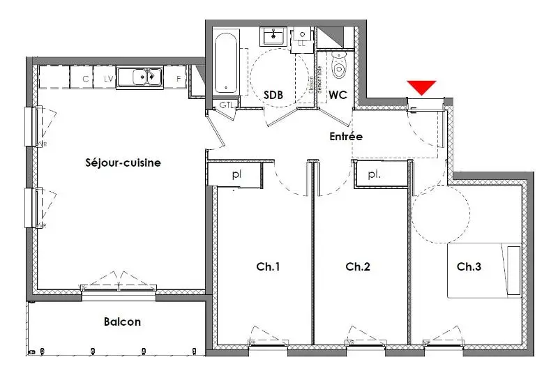 Photo 4 Appartement 4 pièces 73.88m²