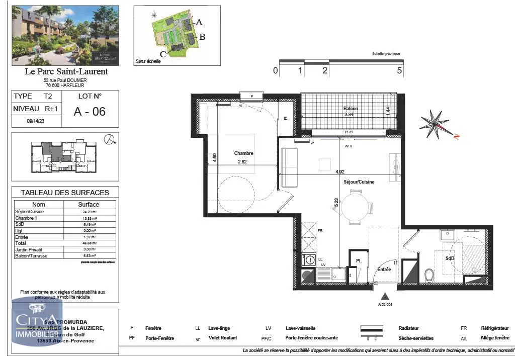Photo 2 Appartement 2 pièces 45.58m²