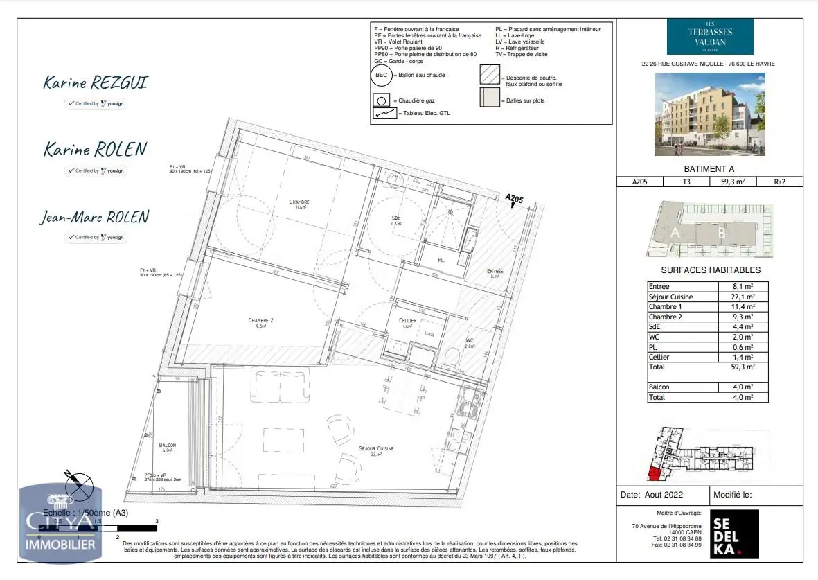 Photo 2 Appartement 3 pièces 59.3m²