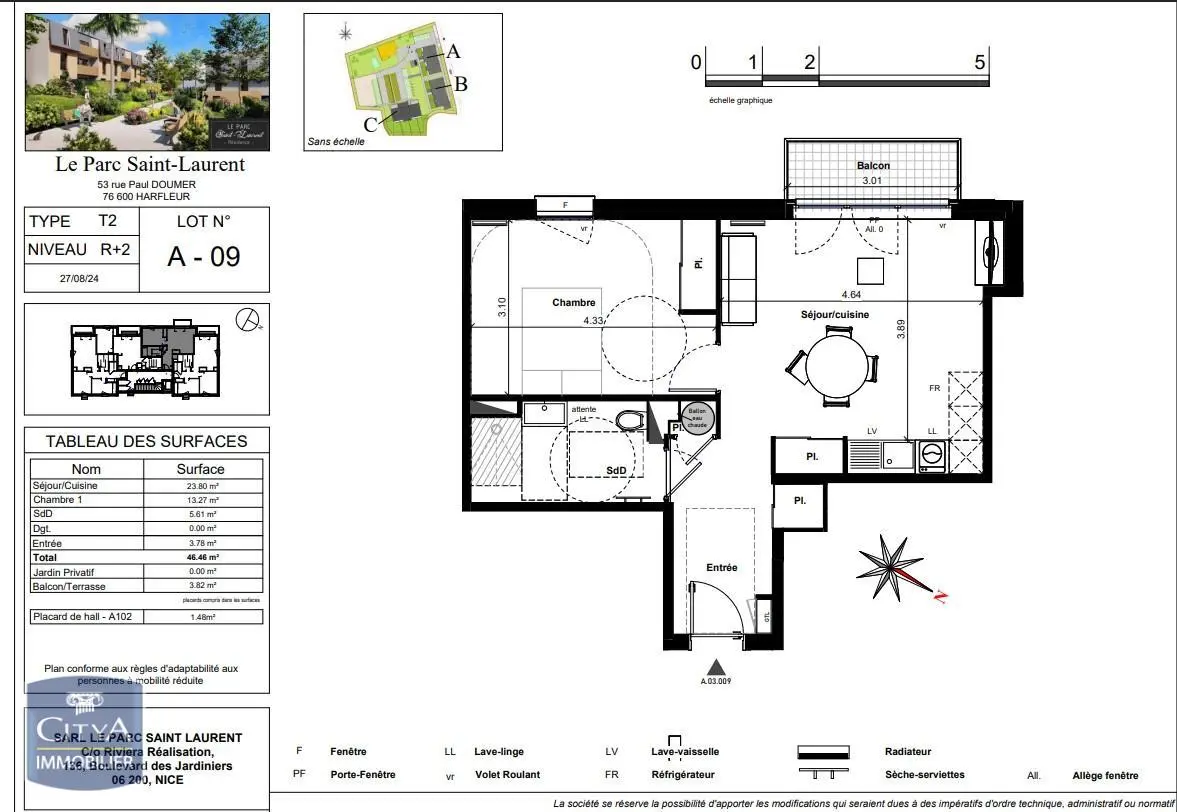 Photo 1 Appartement 2 pièces 46.46m²