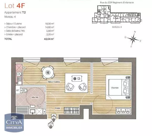 Illustration pour Appartement 2 pièces 42.04m² Photo Appartement 2 pièces 42.04m²