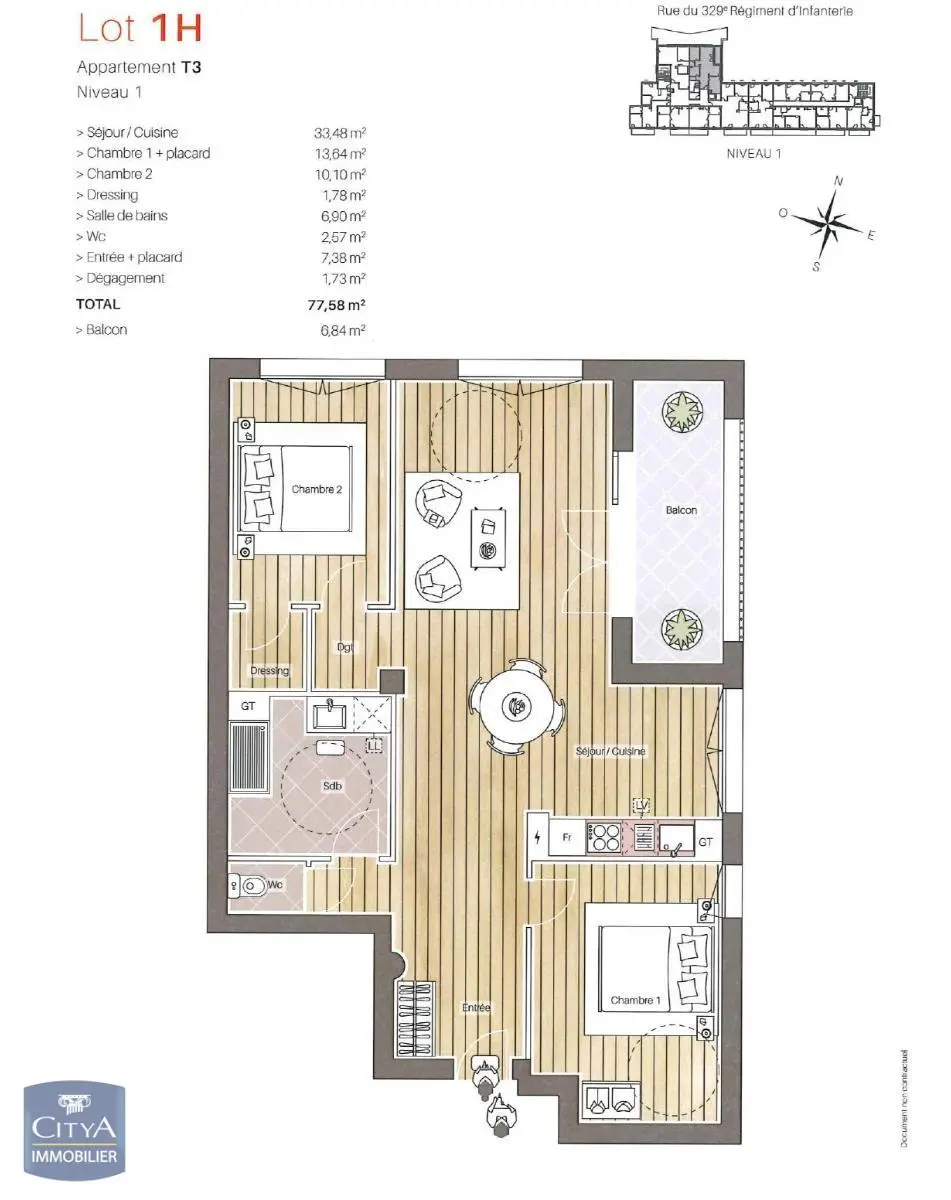 Photo 2 Appartement 3 pièces 77.58m²
