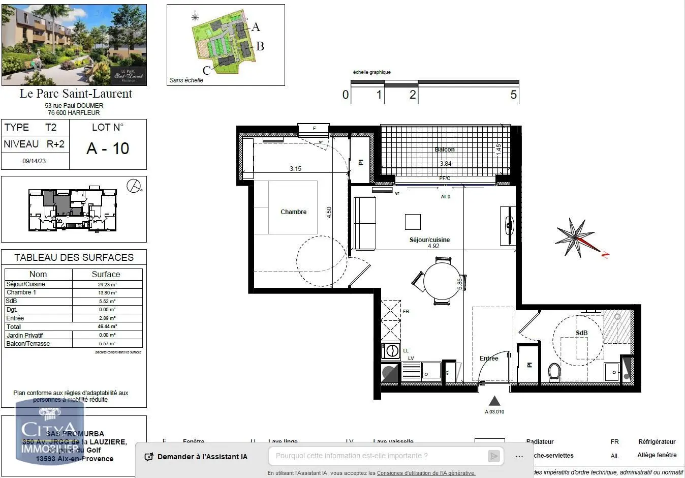 Photo 2 Appartement 2 pièces 46.44m²