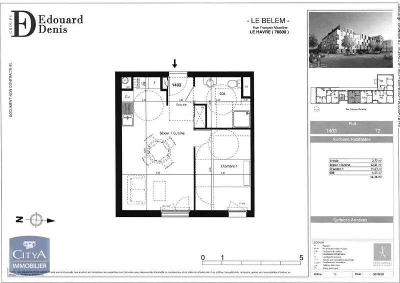 Photo 2 Appartement 2 pièces 42.46m²