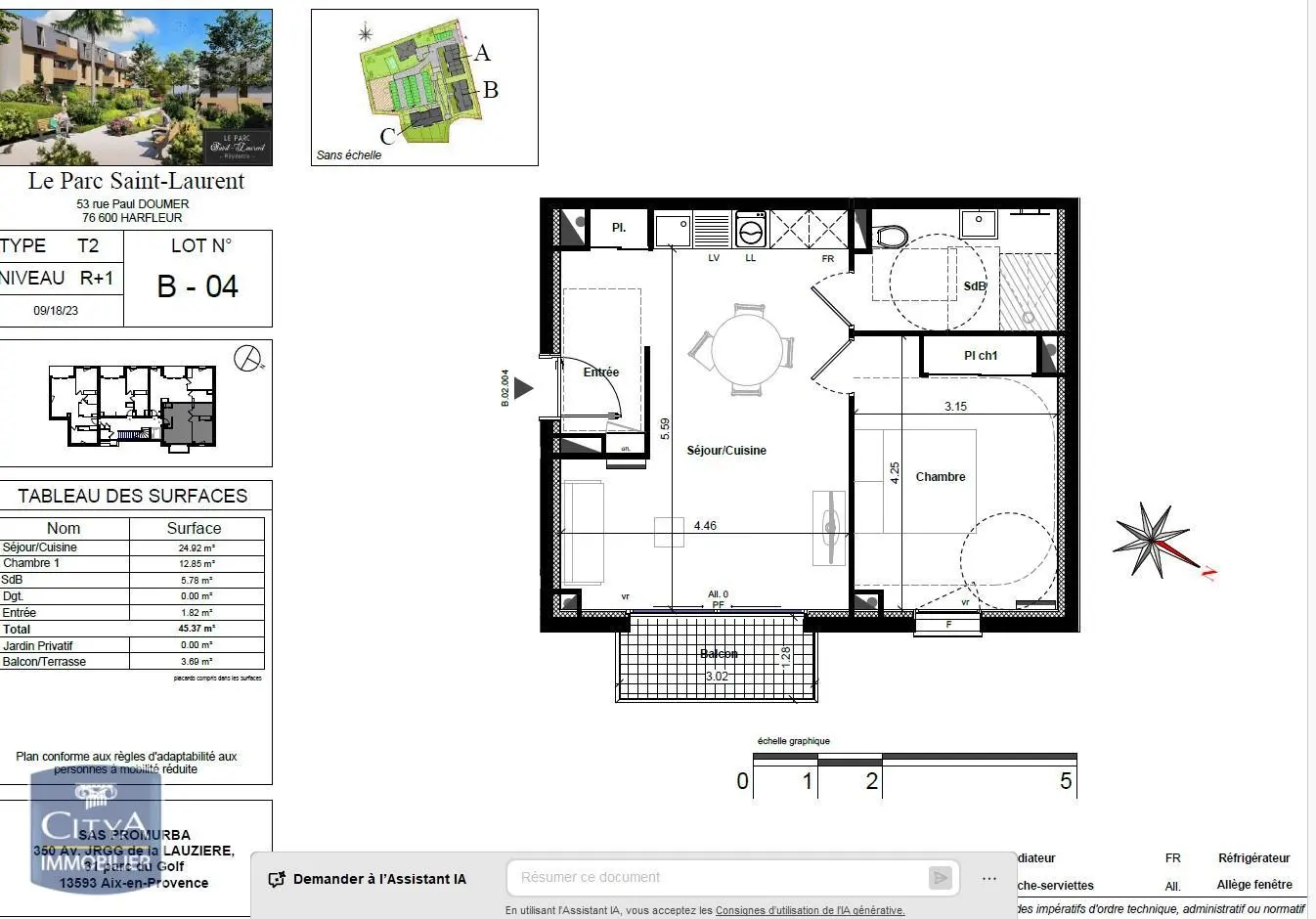 Photo 2 Appartement 2 pièces 45.37m²