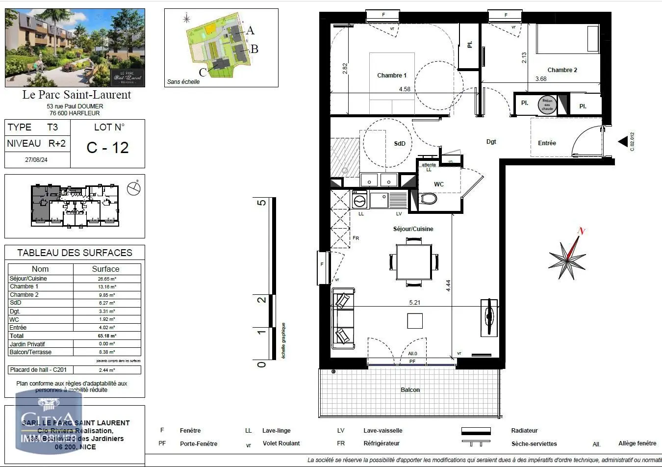 Photo 2 Appartement 3 pièces 65.18m²