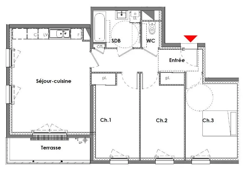 Photo 3 Appartement 4 pièces 73.92m²