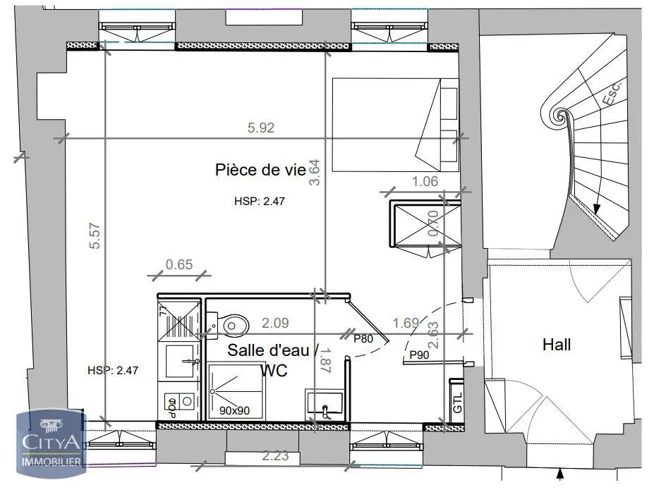 Photo 1 Appartement 1 pièce 32.9m²