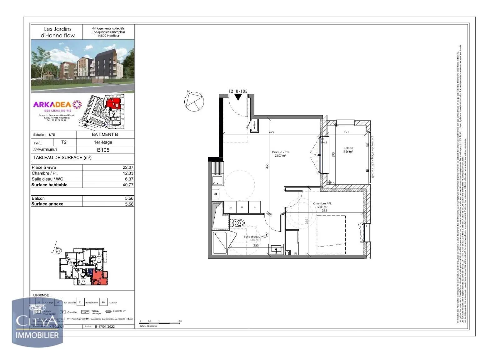 Photo 2 Appartement 2 pièces 40.78m²
