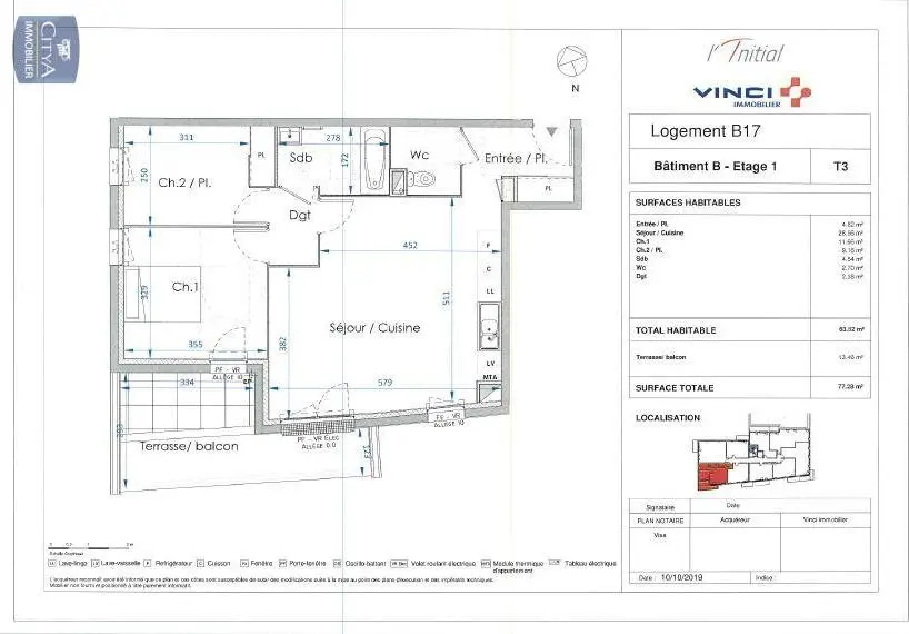 Photo 6 Appartement 3 pièces 63.82m²