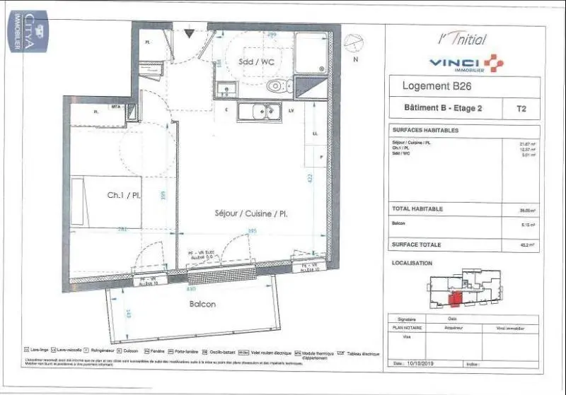 Photo 1 Appartement 2 pièces 39.05m²