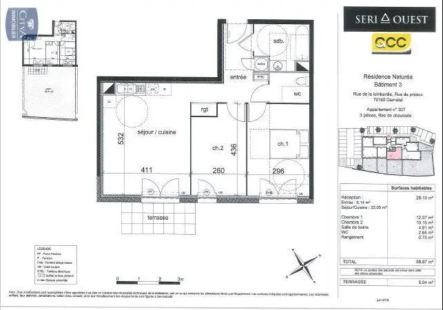 Photo 7 Appartement 3 pièces 58.87m²