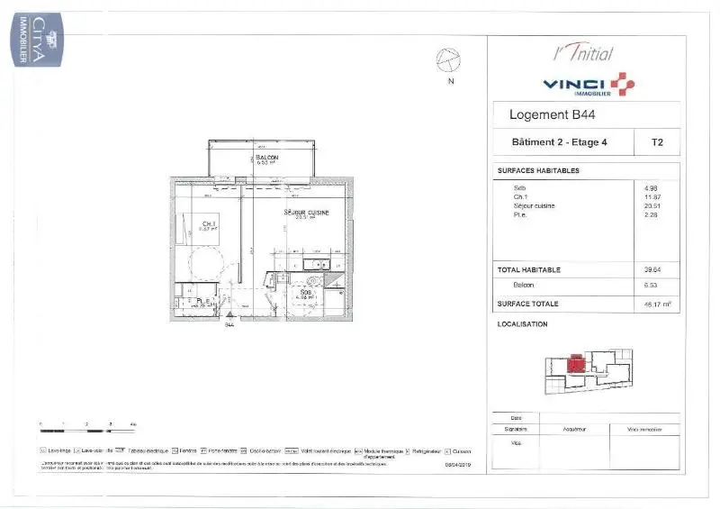 Photo 4 Appartement 2 pièces 39.64m²