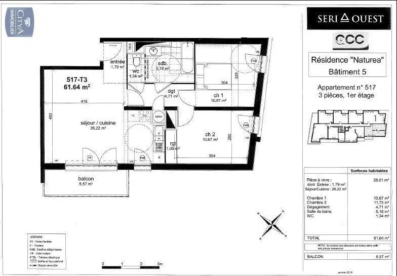 Photo 8 Appartement 3 pièces 61.64m²