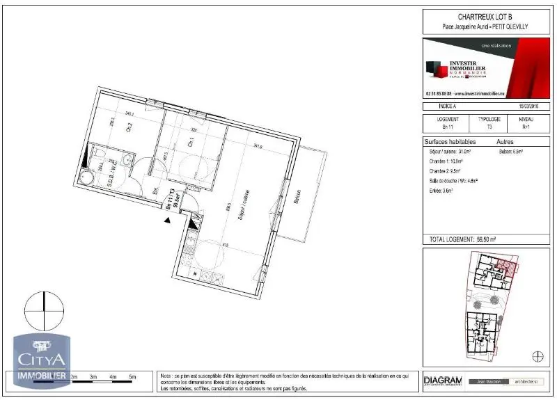 Photo 1 Appartement 3 pièces 59.5m²