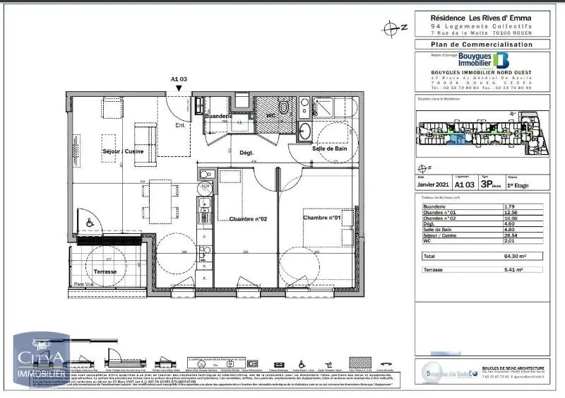 Photo 8 Appartement 3 pièces 64.3m²