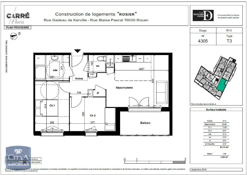 Photo 9 pour Appartement 3 pièces 57.74m² Photo 9 Appartement 3 pièces 57.74m²