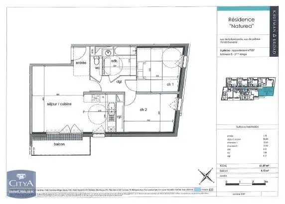 Photo 3 Appartement 3 pièces 61.87m²