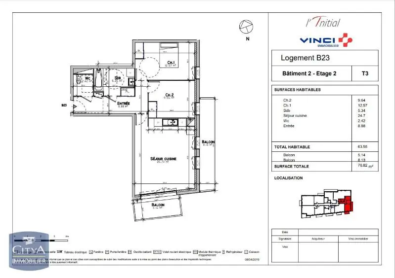 Photo 4 Appartement 3 pièces 63.55m²