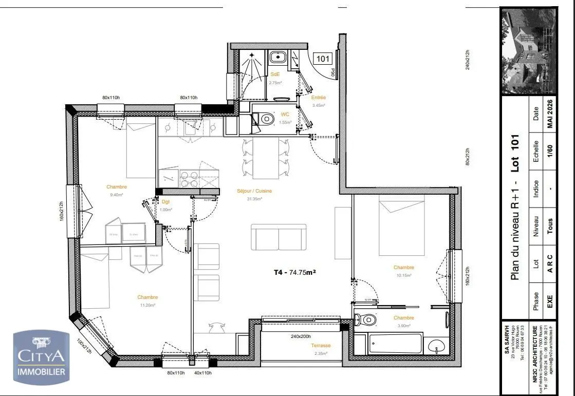 Photo 1 Appartement 4 pièces 74.75m²