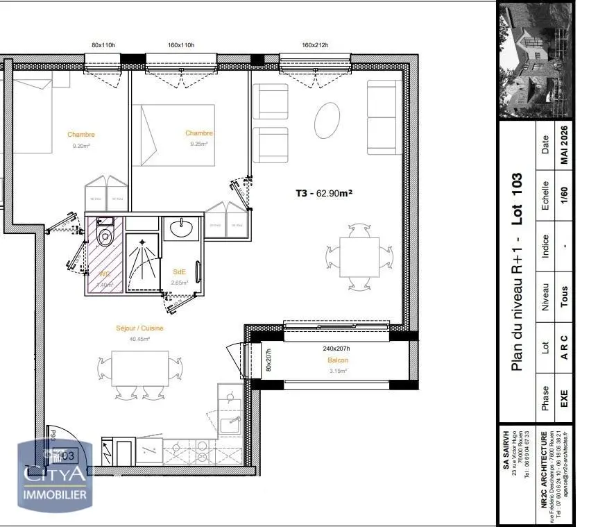 Photo 1 Appartement 3 pièces 62.9m²