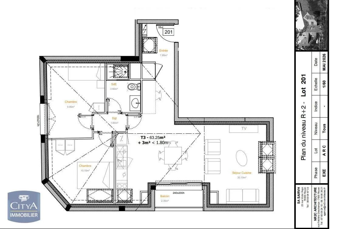 Photo 1 Appartement 3 pièces 63.25m²