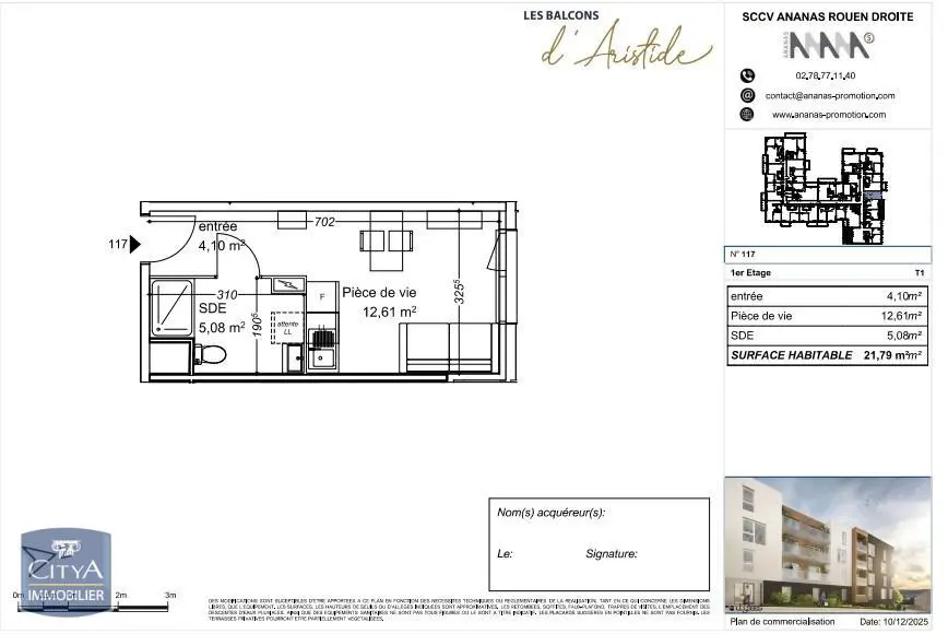 Photo 1 Appartement 1 pièce 21.79m²