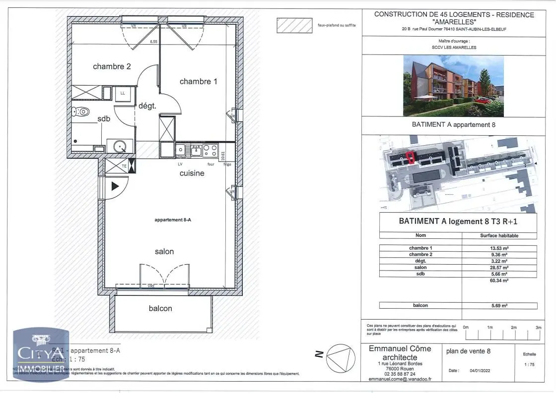 Photo 2 Appartement 3 pièces 60.34m²