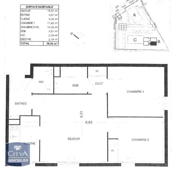 Photo 2 Appartement 3 pièces 58.9m²