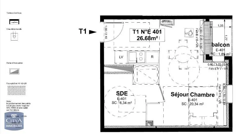 Photo 6 Appartement 1 pièce 26.68m²