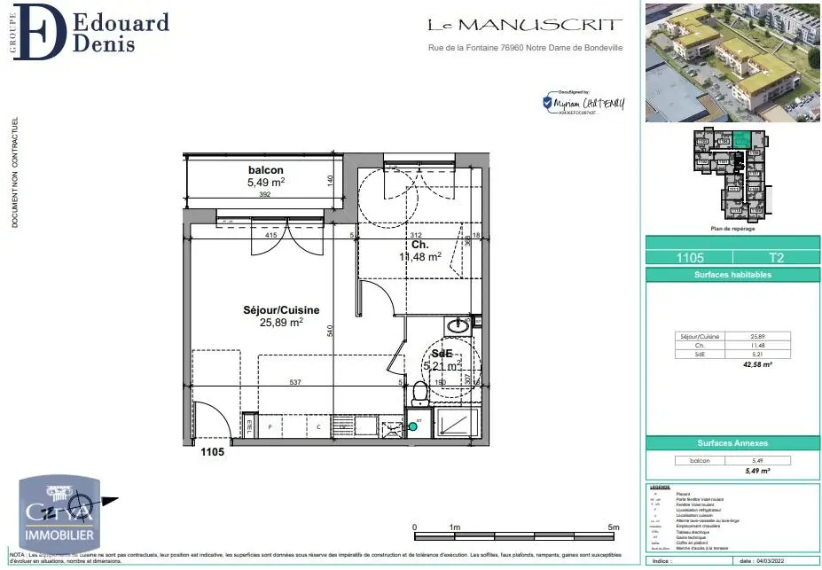 Photo 2 Appartement 2 pièces 42.58m²