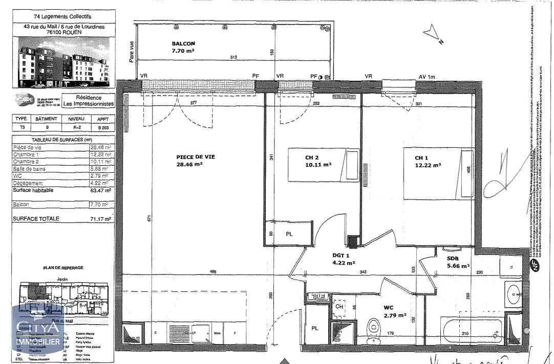 Photo 1 pour Appartement 3 pièces 63.47m² Photo 1 Appartement 3 pièces 63.47m²