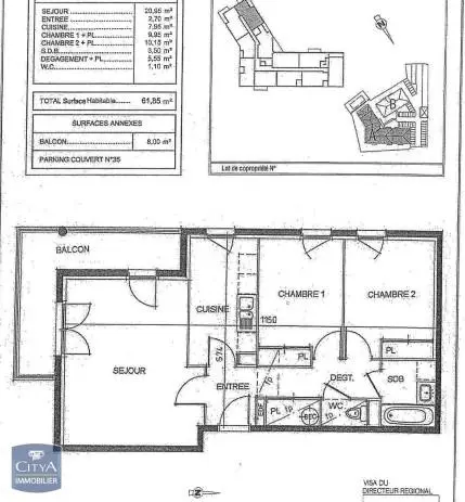Photo 2 Appartement 3 pièces 61.85m²