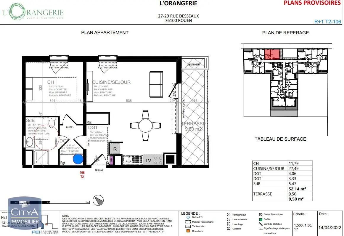 Photo 1 Appartement 2 pièces 52.14m²