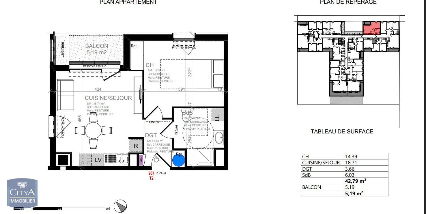Photo 1 Appartement 2 pièces 42.79m²