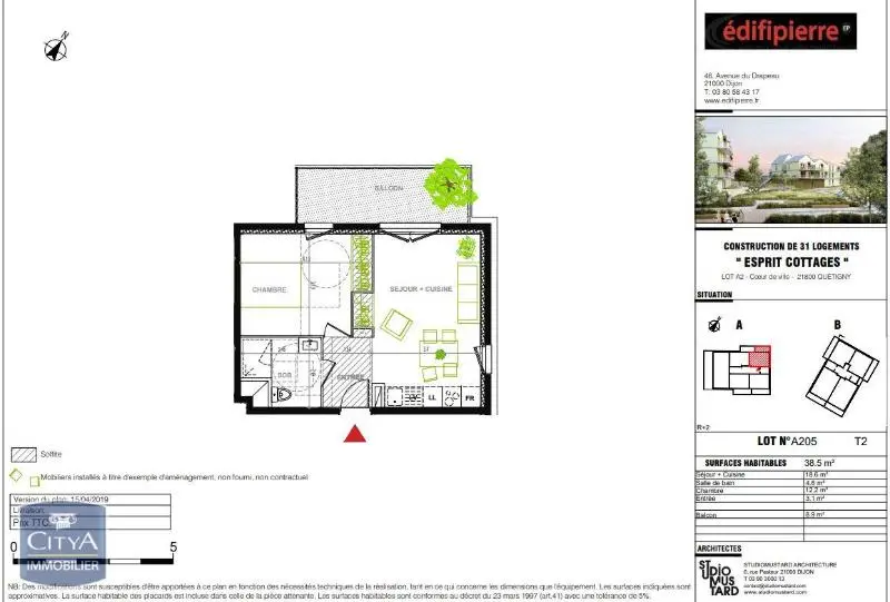 Photo 2 Appartement 2 pièces 38.5m²