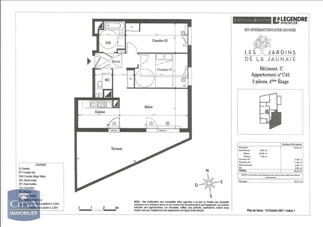 Photo 1 Appartement 3 pièces 63.84m²