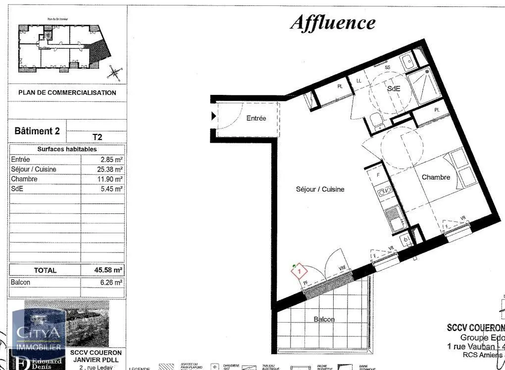 Photo 1 Appartement 2 pièces 45.58m²