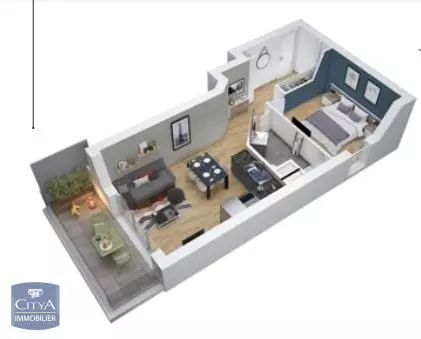 Illustration pour Appartement 2 pièces 45.9m² Photo Appartement 2 pièces 45.9m²
