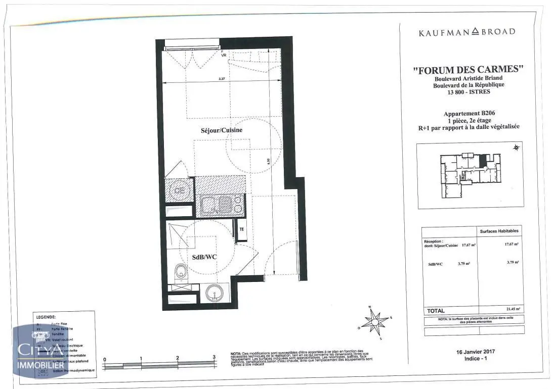 Photo 2 Appartement 1 pièce 21.45m²