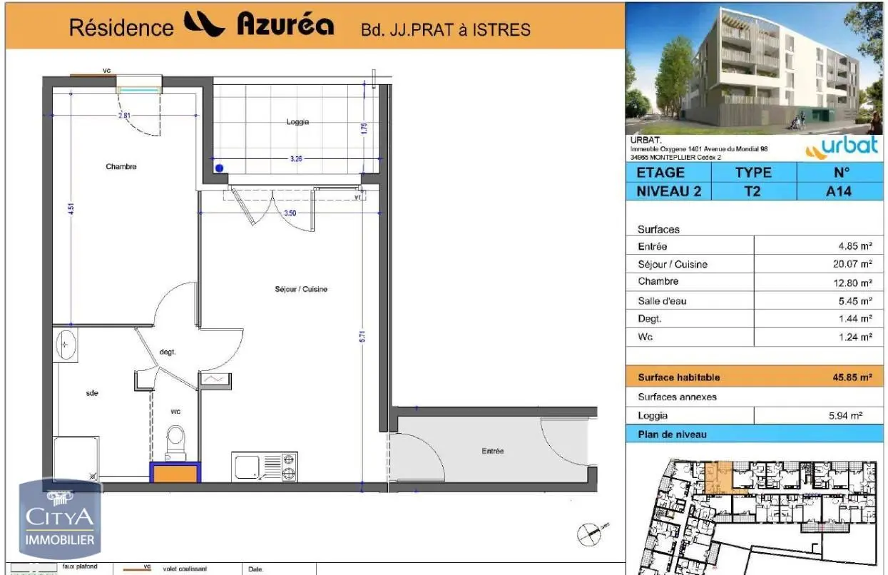 Photo 1 Appartement 2 pièces 45.92m²