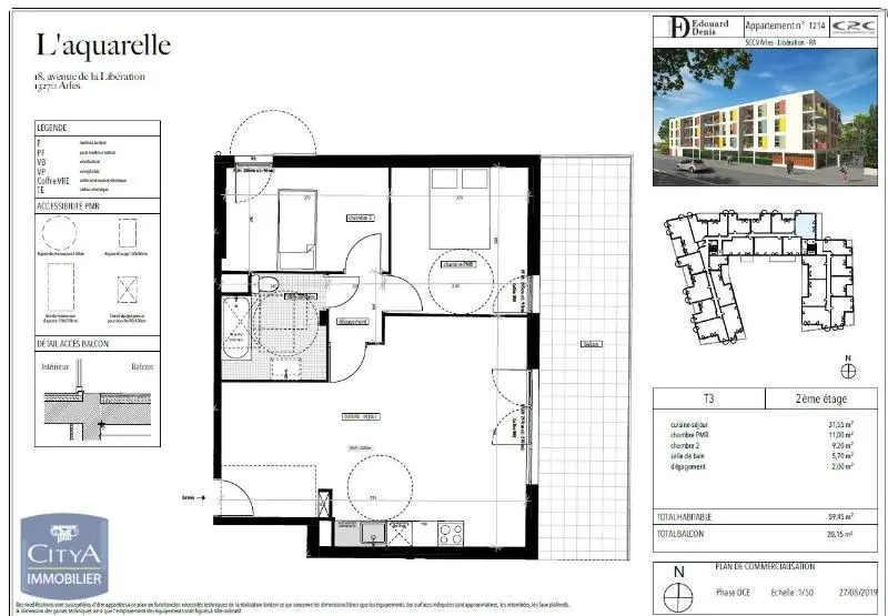 Photo 1 Appartement 3 pièces 59.45m²