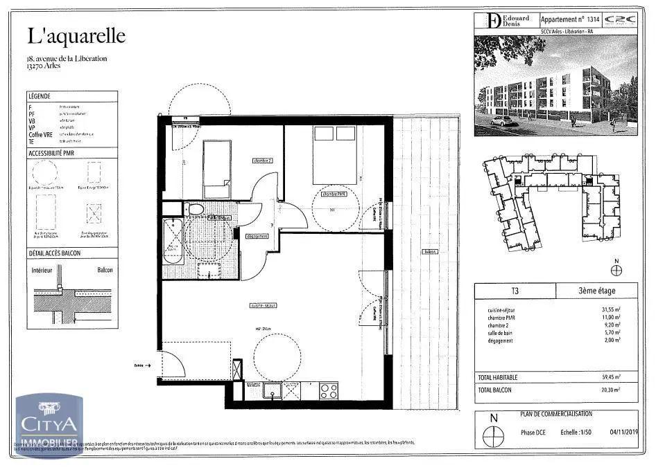 Photo 1 Appartement 3 pièces 59.45m²