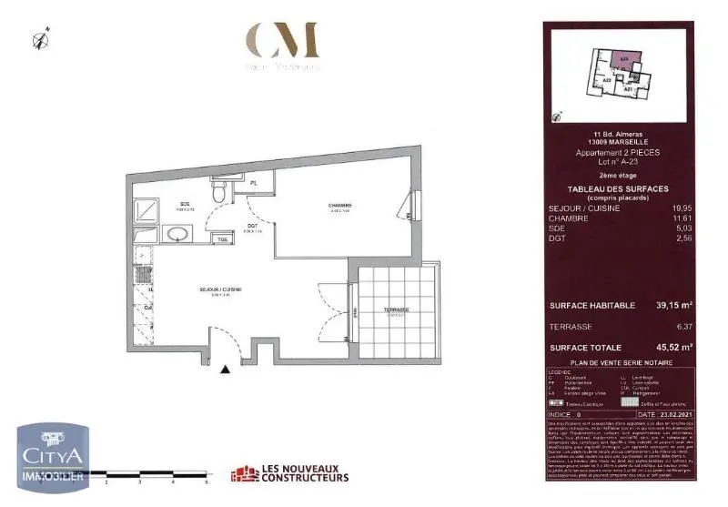 Photo 2 Appartement 2 pièces 39.15m²